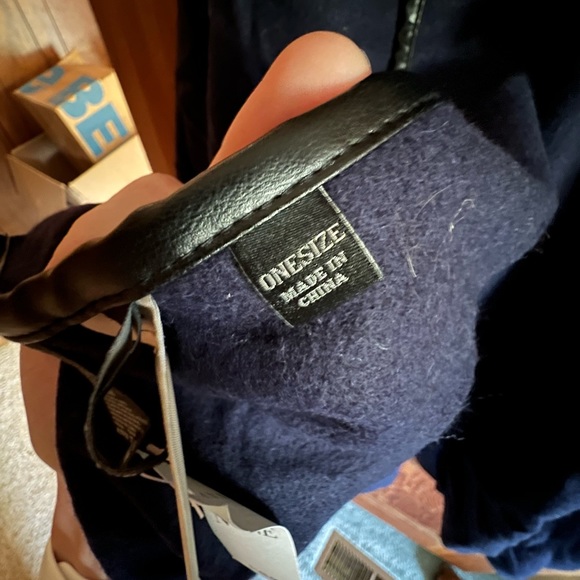 Ann Taylor Navy Blue Cape with Black Faux Leather Pockets - Picture 5 of 5